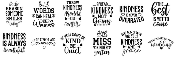 Fototapeta premium Minimalist Kindness Typography, Typographic Emblems Collection Vector Illustration for Motion Graphics, Advertisement, Announcement