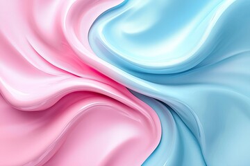 Fototapeta premium Elegant fabric texture showcasing gentle waves of pink and blue silk, perfect for fashion or interior design projects.