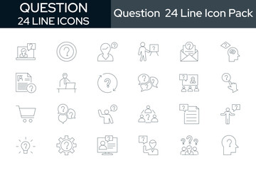 Collection of 24 question line icons. These design elements are suitable for your projects and are provided as vector illustrations.