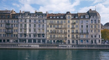 Buildings On RhÃ´ne Rive Quay In Geneva, Switzerland