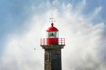 Wave crashing in lighthouse