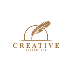 Feather Logo Vector Symbol Design