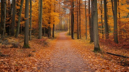 Obraz premium A Forest Path in Autumn