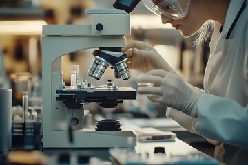 Meticulous Medical Laboratory Analysis with Microscope