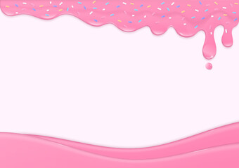 Pink frosting and sugar sprinkles background