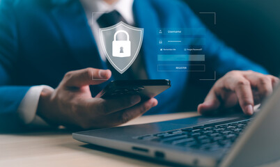 Cyber security internet network data privacy concepts. secure access to user personal information, cybersecurity, secure Internet access, information security and encryption.