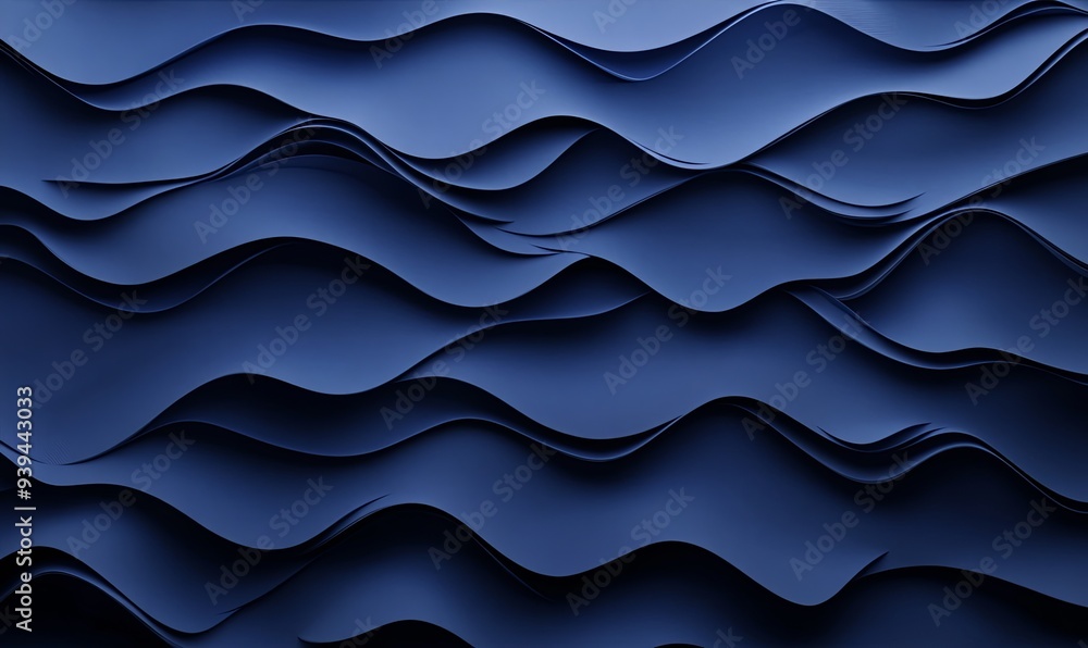 Poster abstract blue wave pattern with soft curves.