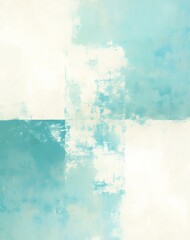  Light Blue and White Background with Abstract Turquoise and Mint Green Shapes in Overlapping Squares