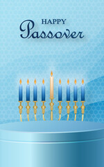 Happy Pessah podium stage for the Passover holiday with nice and creative Jewish symbols