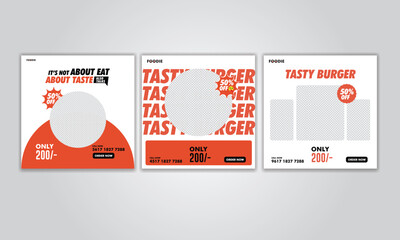 Set of Food menu Editable banner social media post templates for promotions on the Food menu, Layout design for marketing on social media