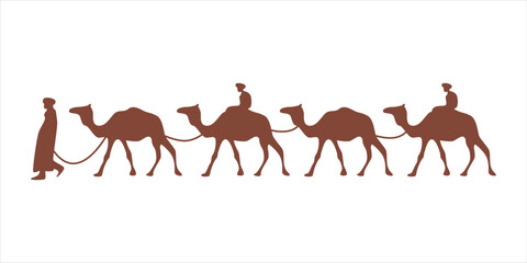 Fototapeta premium Silhouette of a Camel Against a Desert Sunset