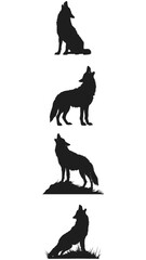 set of howling wolves vector