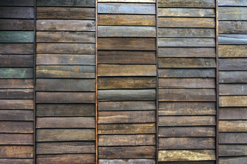 Old brown vintage wooden planks wall vintage texture abstract for background for decoration. Wood material backdrop for Vintage wallpaper. Retro wood background. Boards old, sliced, in background.