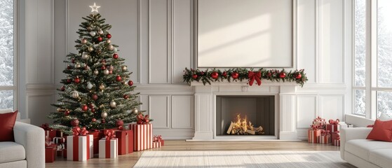 A cozy living room decorated for Christmas