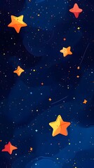 Fototapeta premium Orange Stars on Red Background, Abstract Image, Texture, Pattern, Wallpaper, Cover and Screen of Smartphone, Cell Phone, Computer, Laptop, 9:16 and 16:9 Format