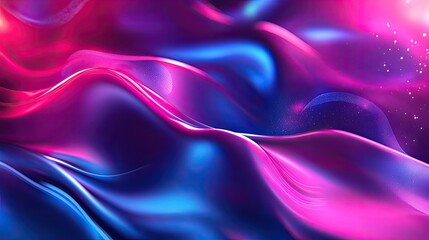 An abstract background with a color gradient from dark blue to magenta, featuring fluid waves and bright light spots. Ideal for bold,
