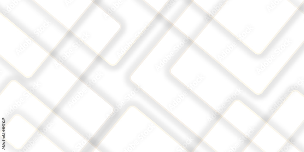 Poster Abstract Minimal Geometric background with triangular bright light with soft shadows as pattern. White minimal line design. baseness technology and communication concept Decoration arrow design.	
