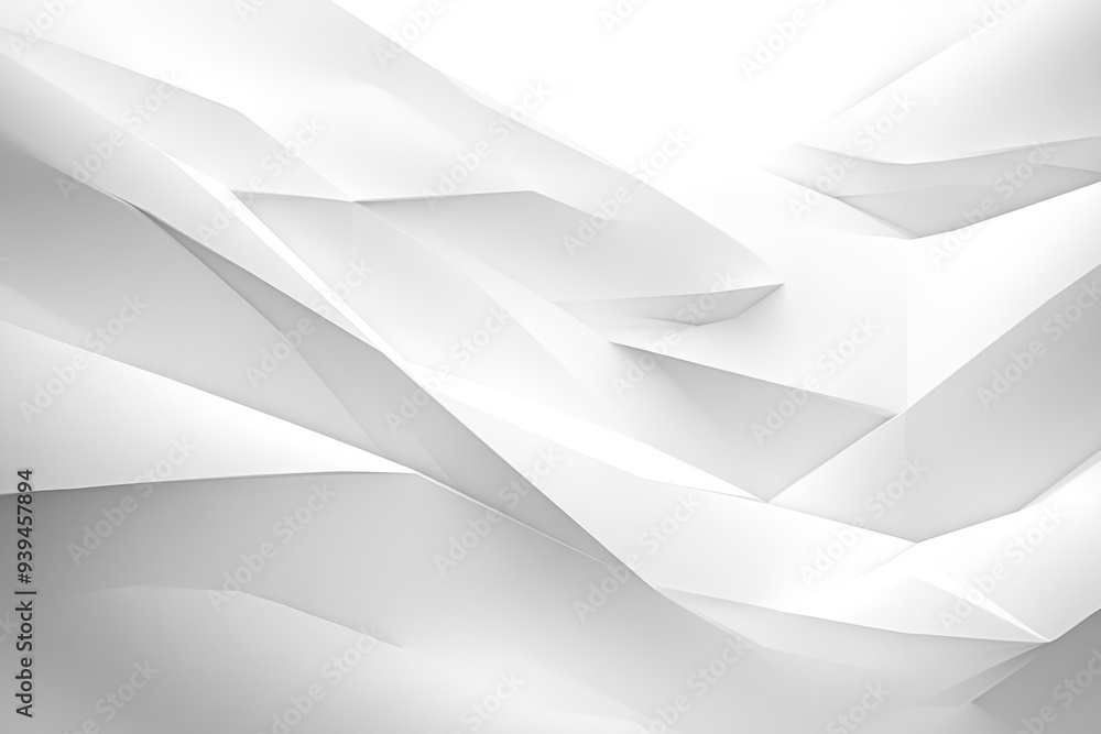 Poster abstract white geometric shapes with sharp angles and smooth lines