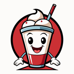 An attractive, popular logo of a milkshake for diners. white background