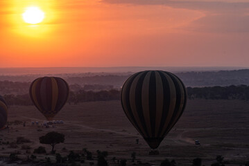 Ballon Safari at sunrise, Serengeti National Park, Tanzania