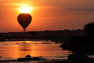Ballon Safari at sunrise, Serengeti National Park, Tanzania