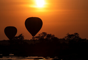 Ballon Safari at sunrise, Serengeti National Park, Tanzania