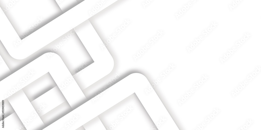 Poster abstract white and grey geometric overlapping square pattern background with shadow. paper texture d