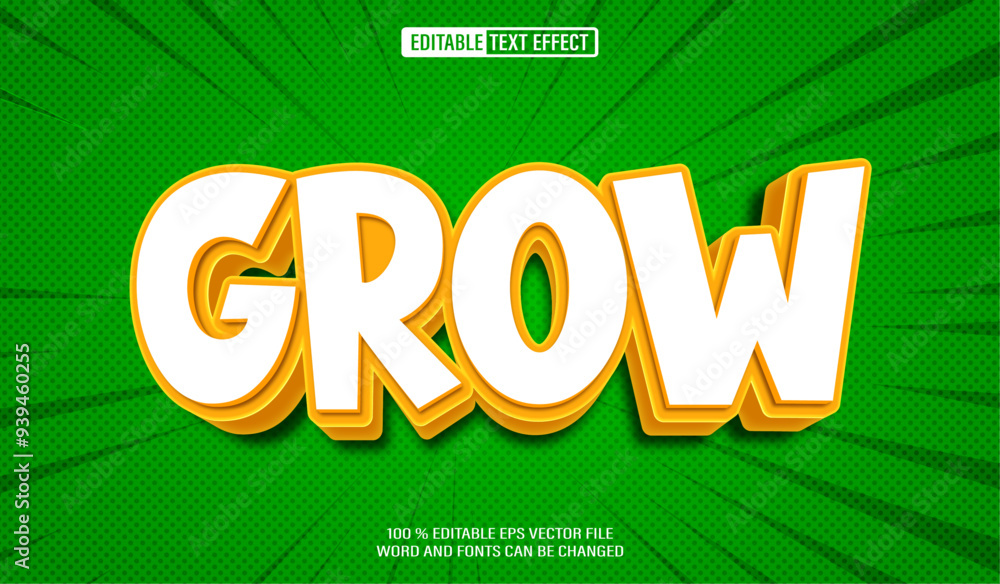 Poster editable 3d text style effect - grow text effect template