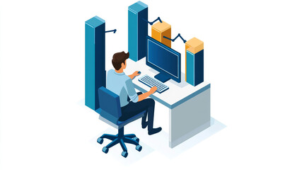 Designer Working at a Computer With Modern Equipment in an Office