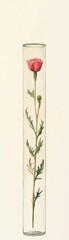 Fototapeta premium A beautiful pink flower elegantly displayed in a clear test tube, showcasing nature's art in a minimalist style.