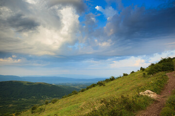 Scenic view of hills on the path to Šiljak, mountain Rtanj, Serbia