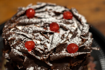 chocolate cake with cherries