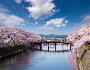 穏やかに流れる川のほとりに満開の桜