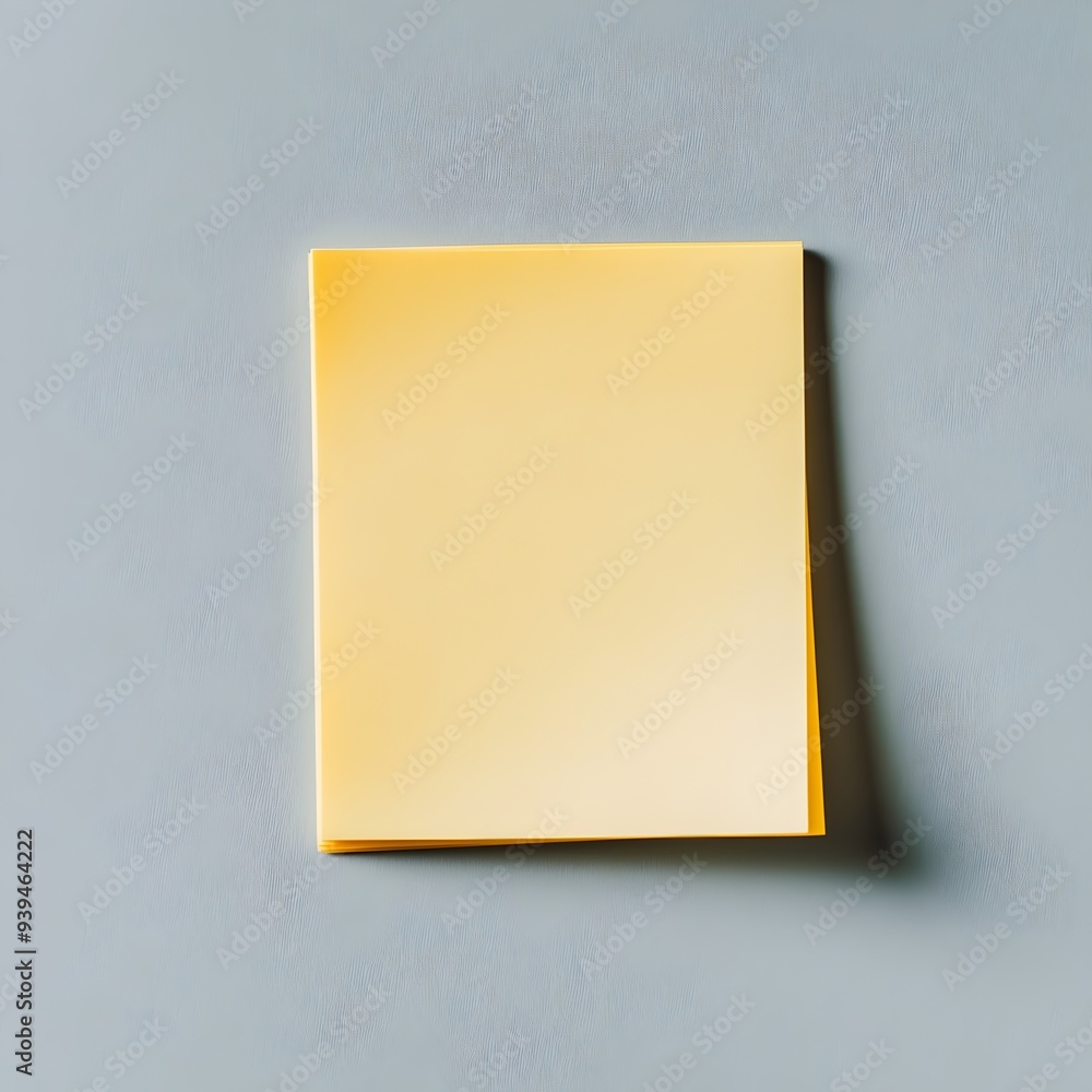 Poster a simple and minimalistic image of a centered yellow sticky note pad placed against a plain backgrou