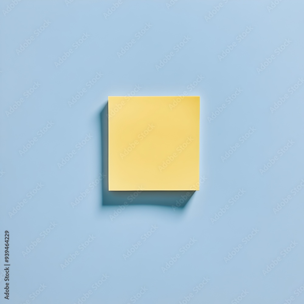 Poster close up of a yellow sticky note pad placed at the center of a plain background the notepad is simpl