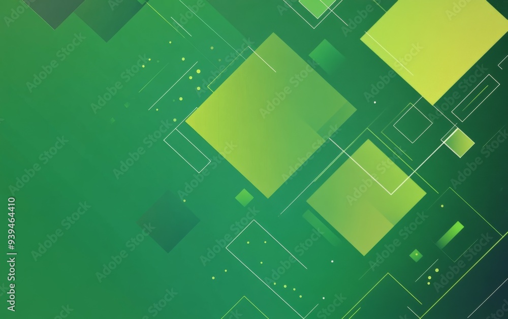 Poster abstract green gradient background with squares dots and copy space for web banner