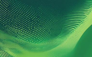 Obraz premium Abstract Green Gradient Background with Halftone Dots and Copy Space for Web Banner