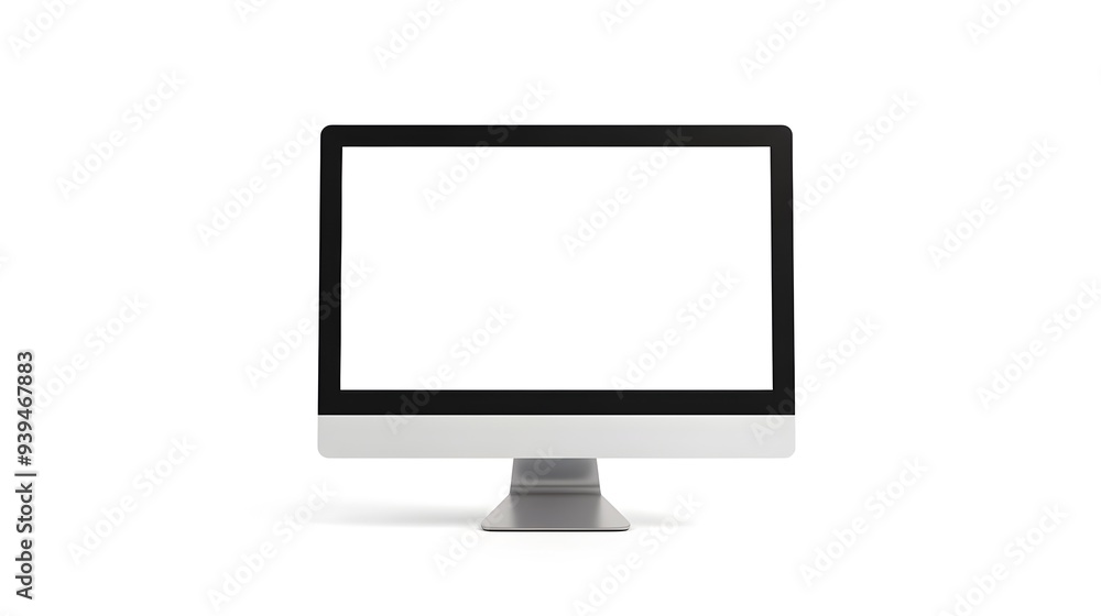 Fototapete blank computer monitor with empty screen against a clean white background providing a minimalist and