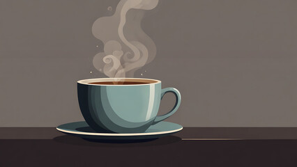 Coffee Cup in Minimalist Flat Design with Simple Shapes