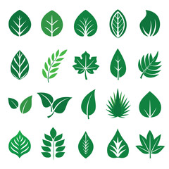 Set of different style simple tree leaves icon set vector illustrations on a white background