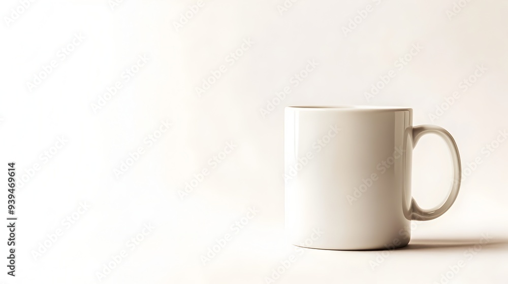 Aufkleber empty white coffee mug isolated on a clean white background with ample space for adding workplace mo