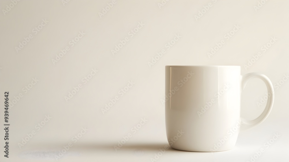Poster empty ceramic or porcelain coffee mug isolated on a clean white background with empty space for addi