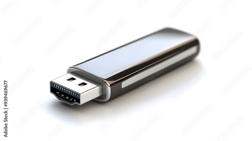 Poster minimalist usb flash drive isolated on a clean white background with copy space for data storage tec