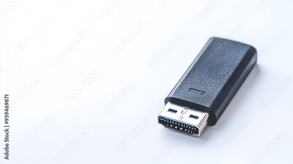 Poster isolated usb flash drive on a clean white background with space for data storage related text and co