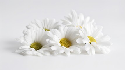 Obraz premium Close-up of five white daisies with yellow centers