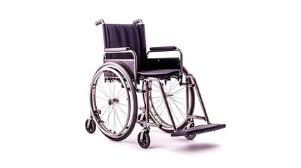 Fototapeta premium Isolated wheelchair on a clean white background with ample space for adding mobility assistance or accessibility related text or messaging