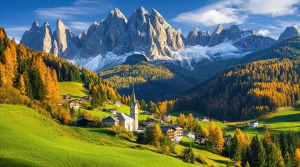Majestic Mountain Landscape with Village