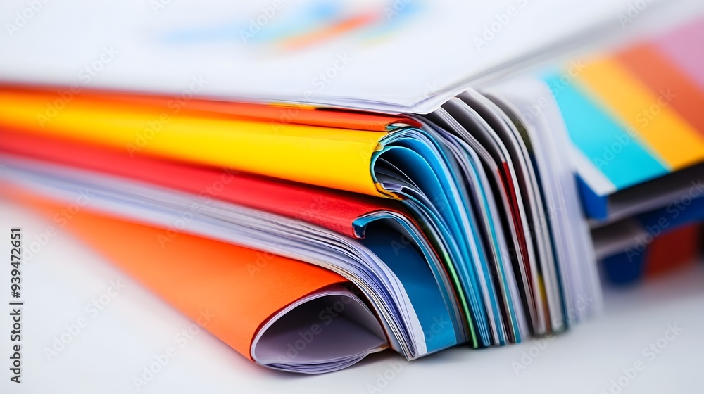 Poster detailed business reports with charts and graphs on white background showcasing financial data analy