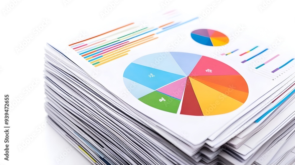 Poster detailed financial and analytical business reports with various charts graphs and infographic elemen