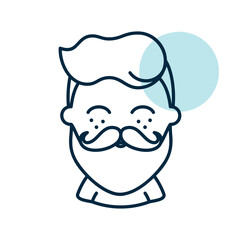 Bearded man's face vector icon. Hipster character